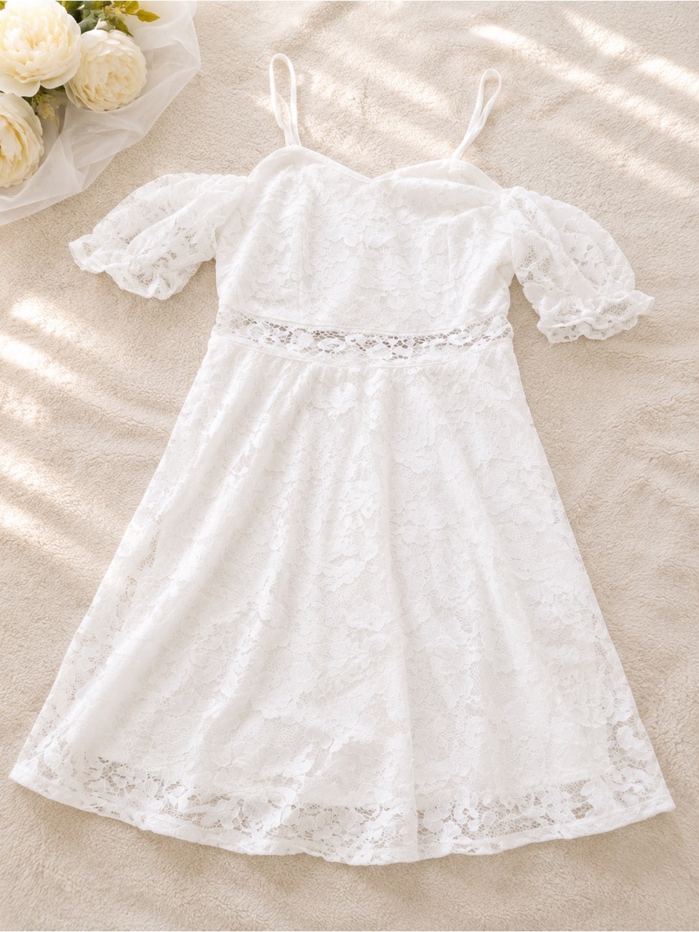 White Lace Off-Shoulder Dress